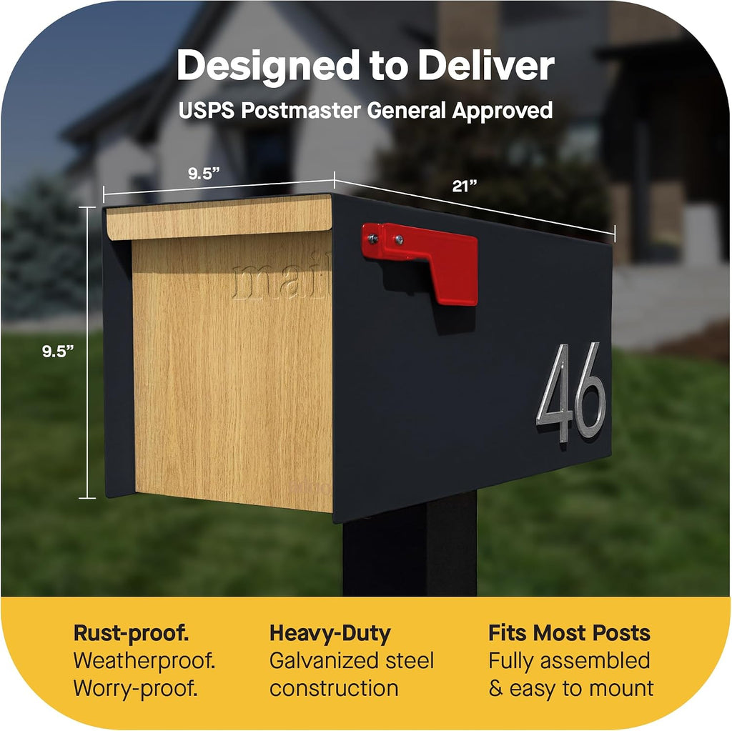 Post Mount Outdoor Mailboxes - Large Decorative Mailbox for Letters and Packages - Weatherproof Construction