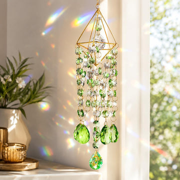Crystal Suncatcher for Window Hanging, Rainbow Maker Prism Sun Catcher, Hanging Crystal Ornament Decor, Boho Sun