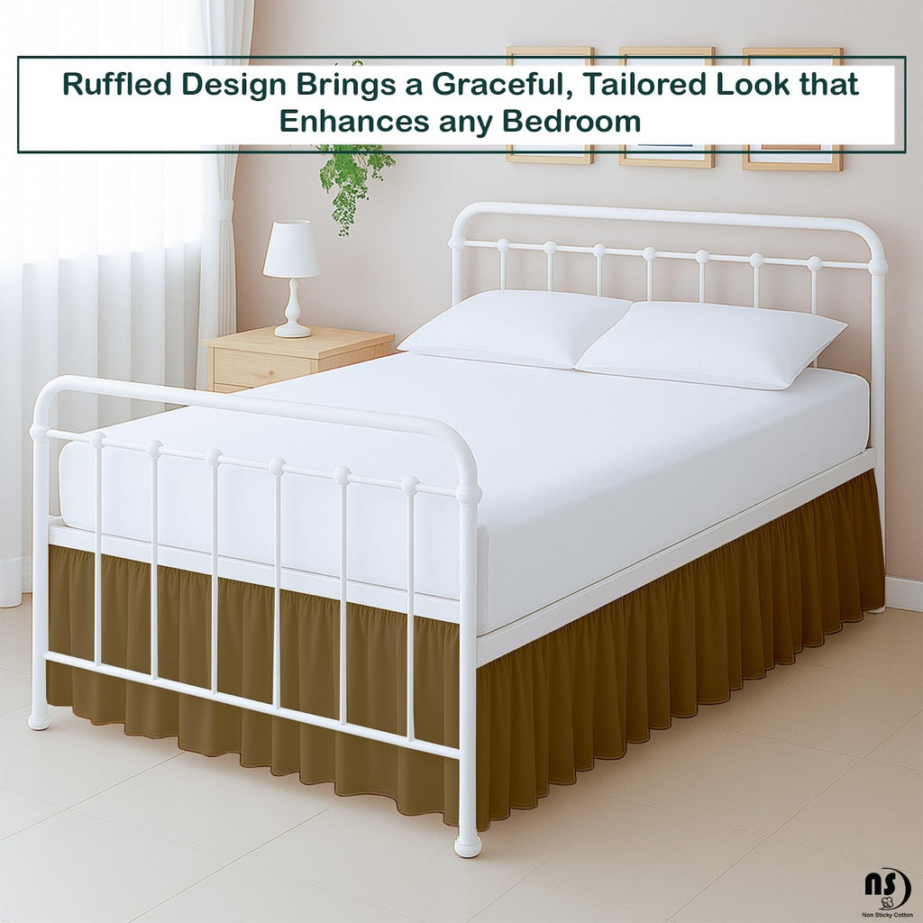 Premium Microfiber King Ruffled Bed Skirt, 15" Drop with Split Corners, Soft Wrinkle Free Bedskirt with Platform