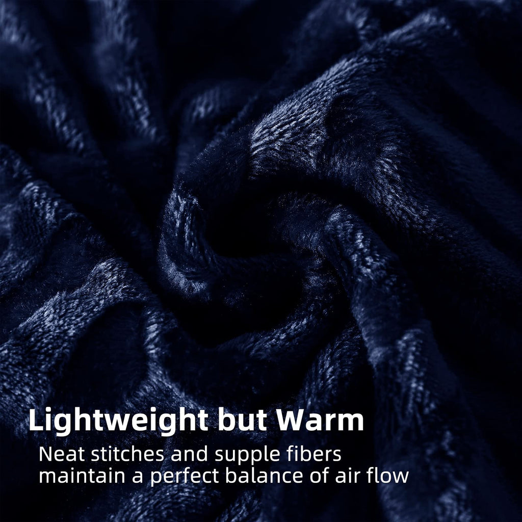 Flannel Fleece Fall Throw Blanket for Couch, Navy Blue