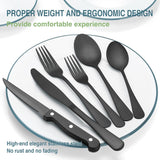 Black Silverware Set, 49-Piece Flatware Set with Drawer Organizer, Durable Stainless Steel Cutlery Set for 8