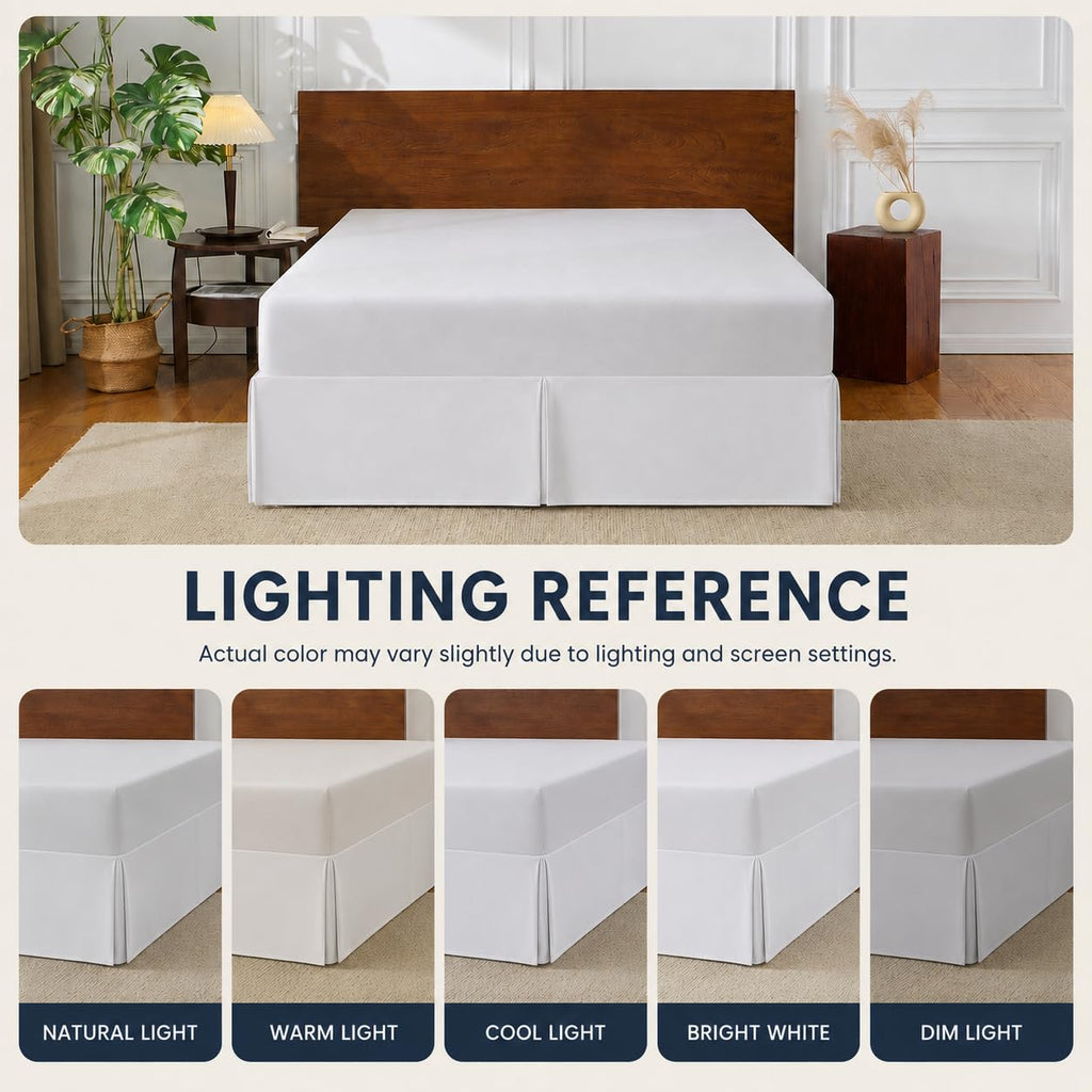 Queen Tailored Pleated Bed Skirt, 14" Drop, White