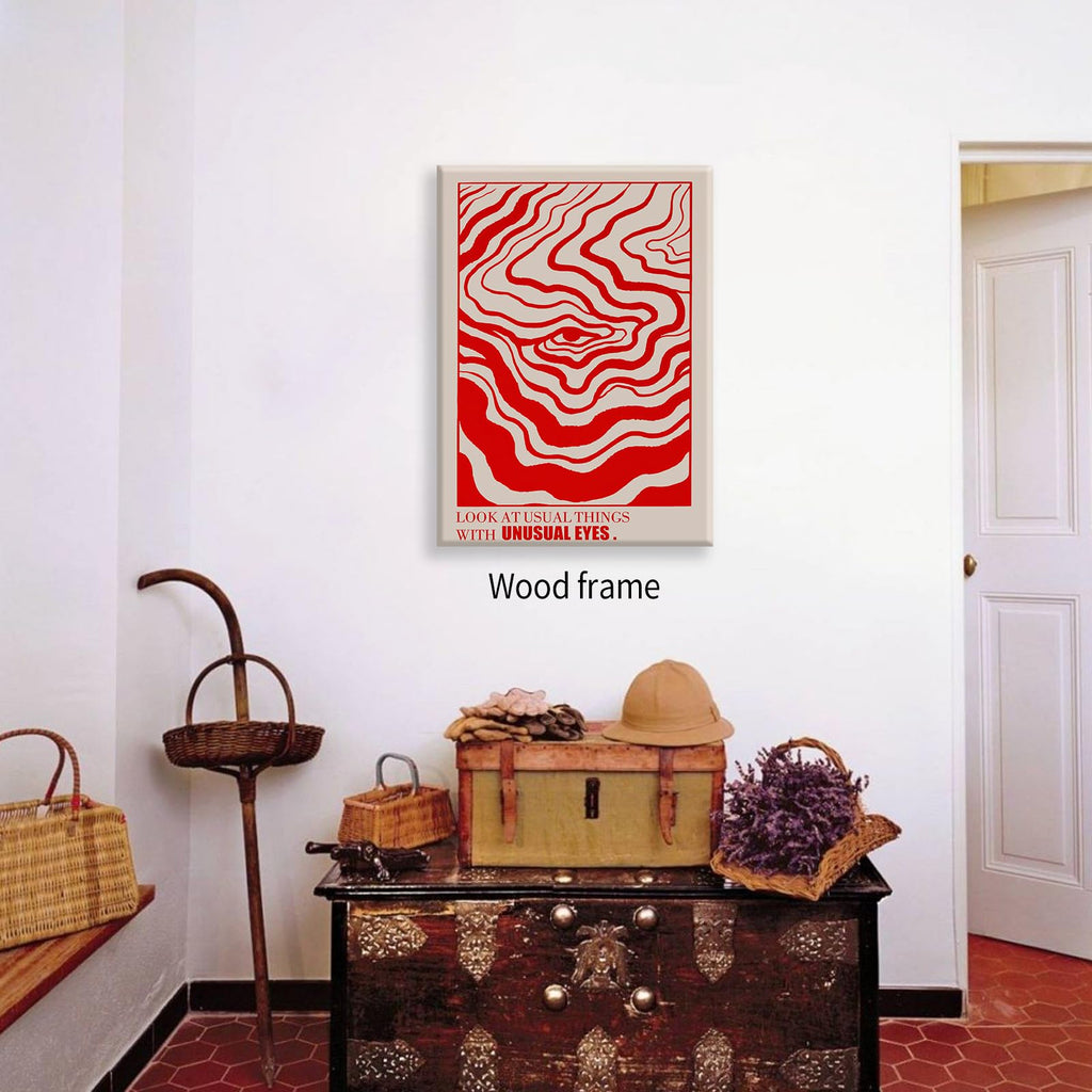 Retro Red Abstract Eye Canvas Print Wall Art 16x24 inch Framed Vintage Hippie Trippy Poster Affirmation Quotes itory