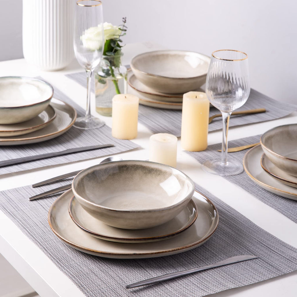 Ceramic Dinnerware Sets for 4, 12Pcs Plates and Bowls Sets Dishes
