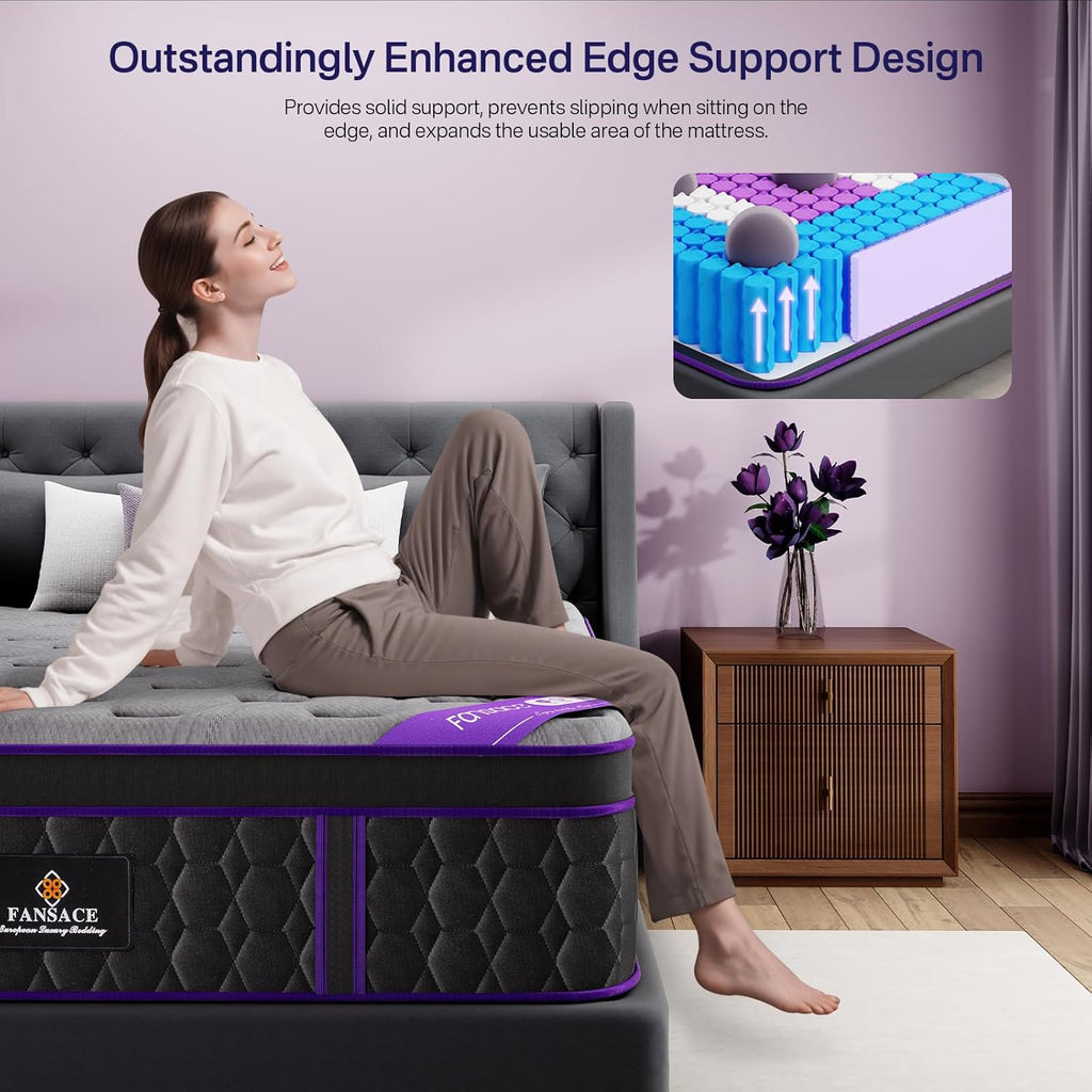 (Luxury Hotel) 16 Inch King Size Hybrid Mattress in a Box, Medium Firm | (2026 Upgraded) Mattress with Cooling-Gel