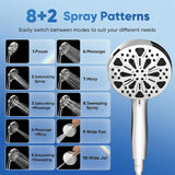 High Pressure Handheld Shower Head, 5" Large 10-Mode Filtered Showerhead with 59" Stainless Steel Hose
