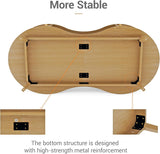 Coffee Table, Dual Oval Coffee Table with with Storage Cabinet and Sliding Tambour Door, 2-Tier Open Storage Shelf