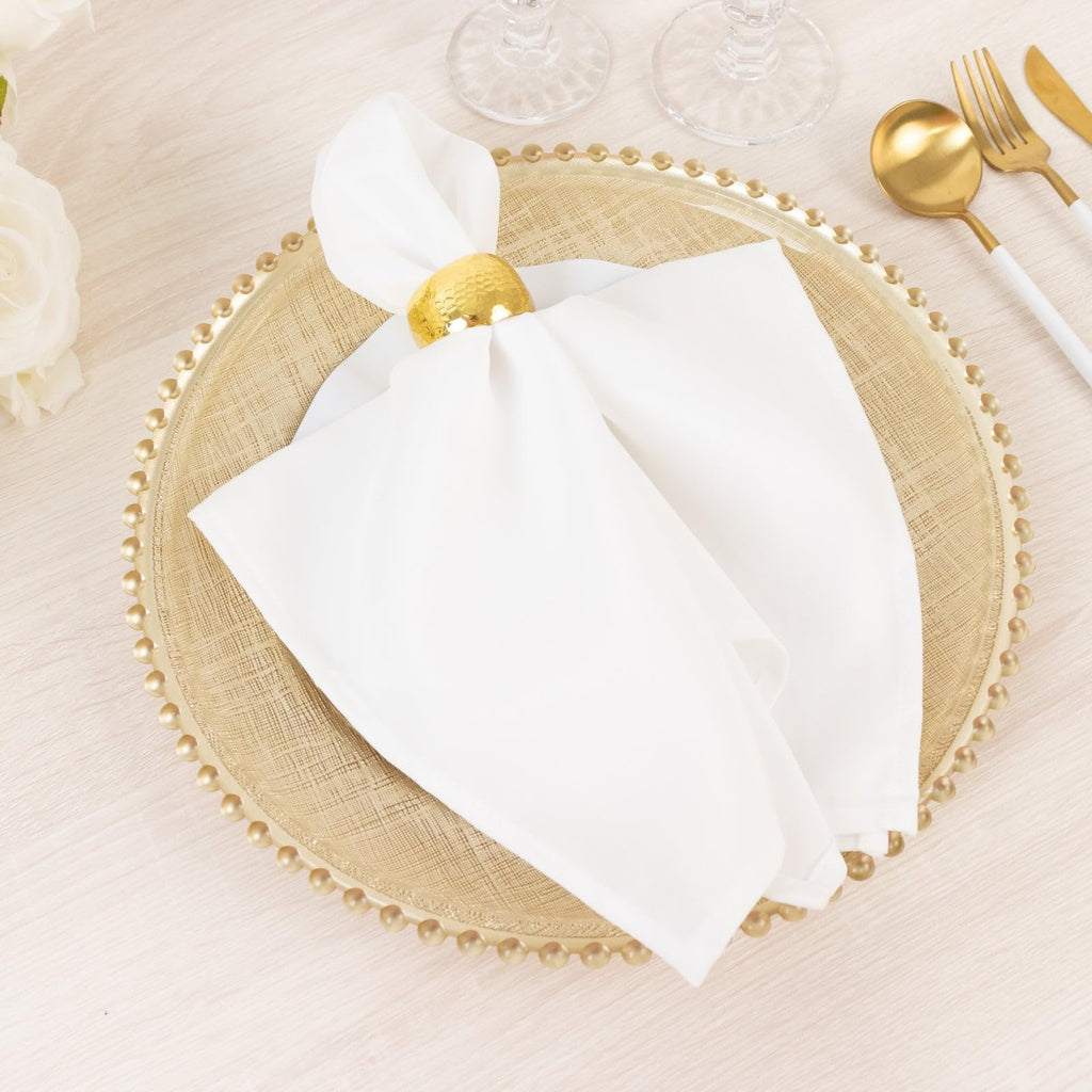 12" Gold Glass Charger Plates with Beaded Rim and Cross-Stitch Pattern; Intricate Textured Underplates