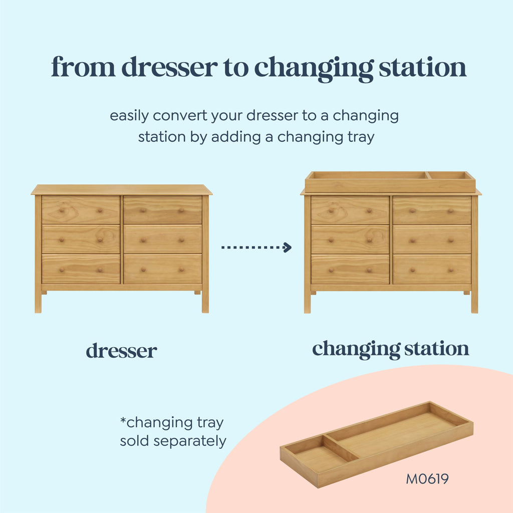 Jayden 6-Drawer Baby Dresser, GREENGUARD Certified, Honey