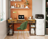 Office Small Computer Desk: Home Table with Fabric Drawers & Storage Shelves, Modern Writing Desk, Vintage, 48"x16"