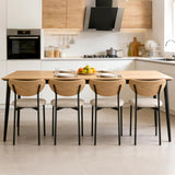 Beige Dining Chairs Set of 4, Upholstered Modern Kitchen Chairs with Curved Wood Backrest and Metal Legs for Dining Room