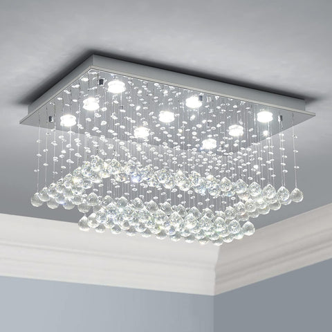 K9 Crystal Chandelier Light Fixture with 9 Lights and 2-Tier,Modern Flush Mount Ceiling Light Fixtures Modern Chandelier for Bedroom,Dining Room,Livingroom,L32 x W20 x H16 A100-B08H5HRSB1