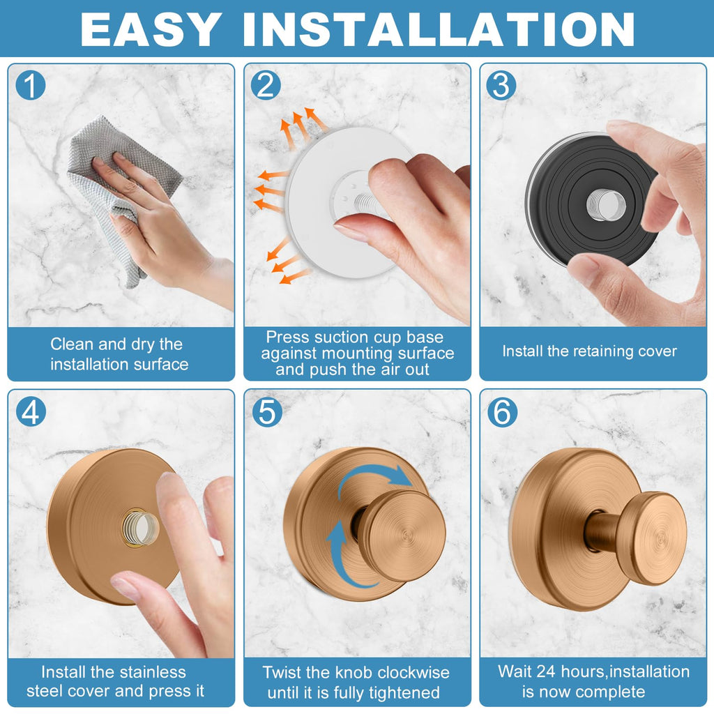 Suction Cup Hooks for Shower, No Drill Towel Hooks