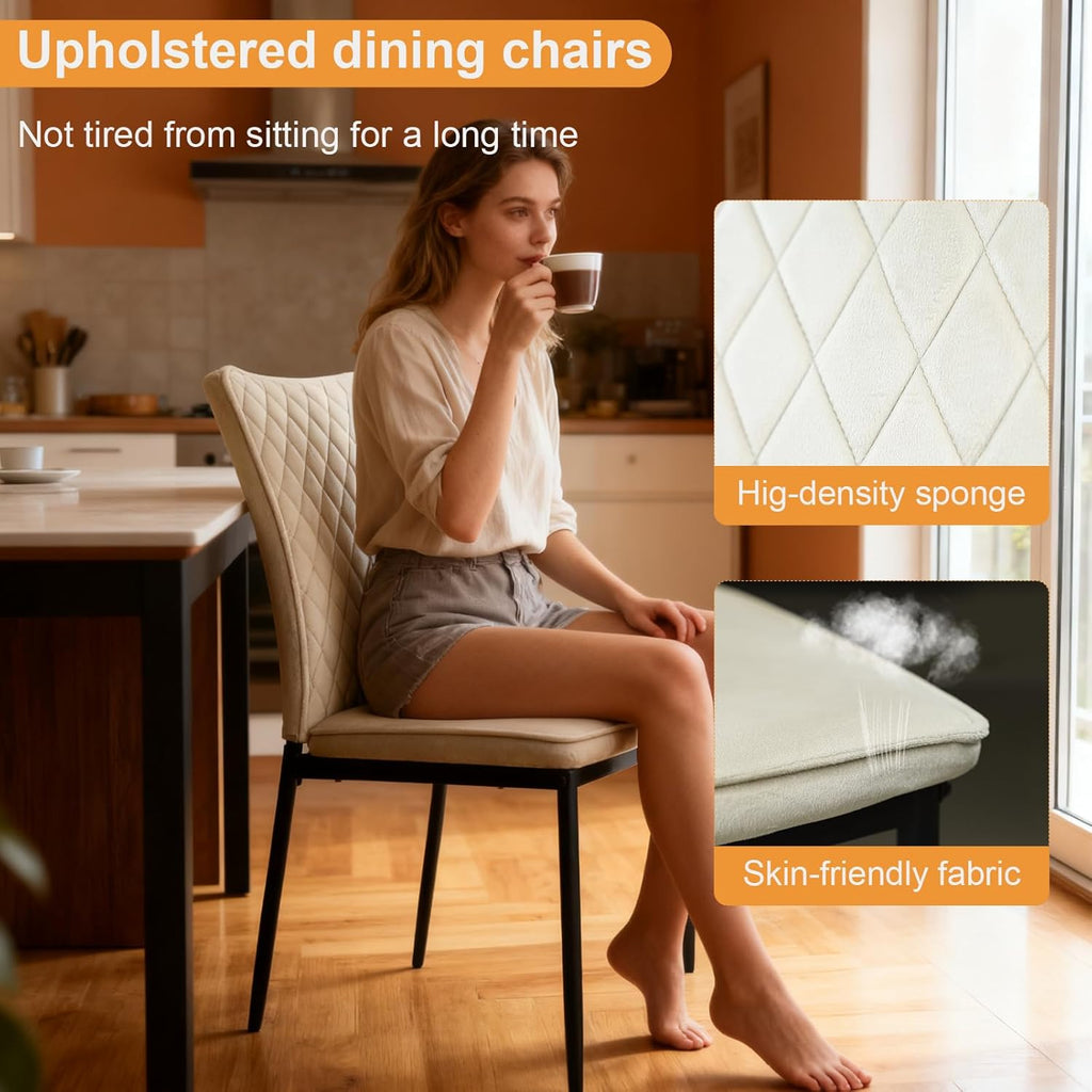 Lightdot Dining Chairs Set of 2, Velvet Comfortable Seats, Mid-Century Modern Living Room Chairs