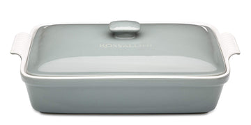 Stoneware Casserole Dish with Lid, 13x9", 4.23 Qt, Modern Grey