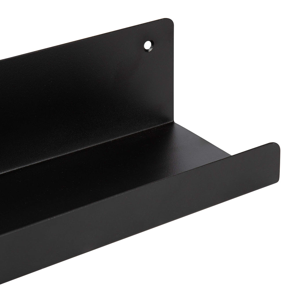 Mezzo Modern Metal Ledge Shelf, 24", Black, Set of 2, Contemporary Floating Shelves
