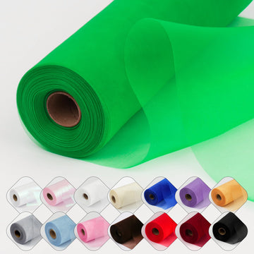 Crystal Organza Fabric Tulle 11 Inch by 50 Yards(Green)