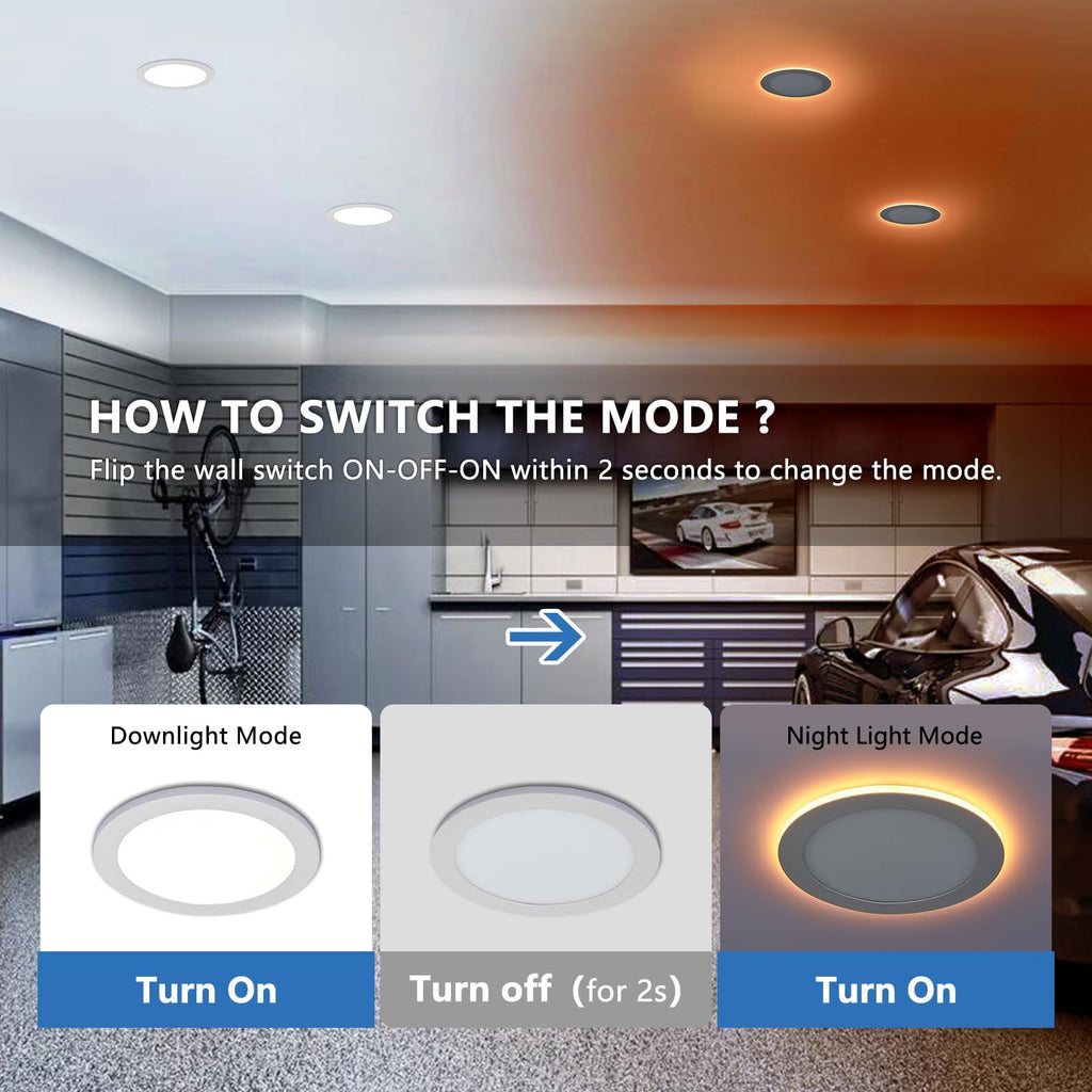 24 Pack 8 Inch LED Recessed Lighting with Night Light