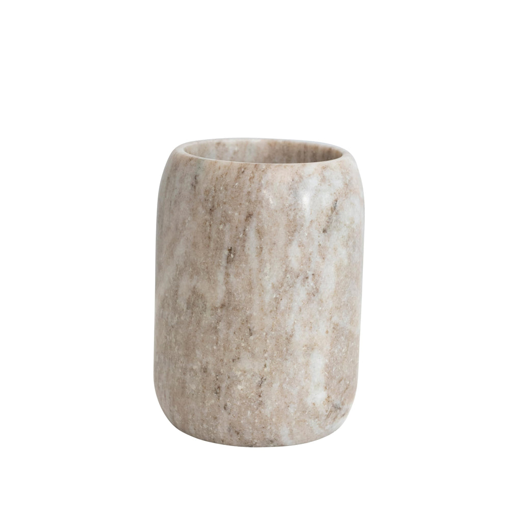 Modern Marble Bottle Holder, White Crock, Natural