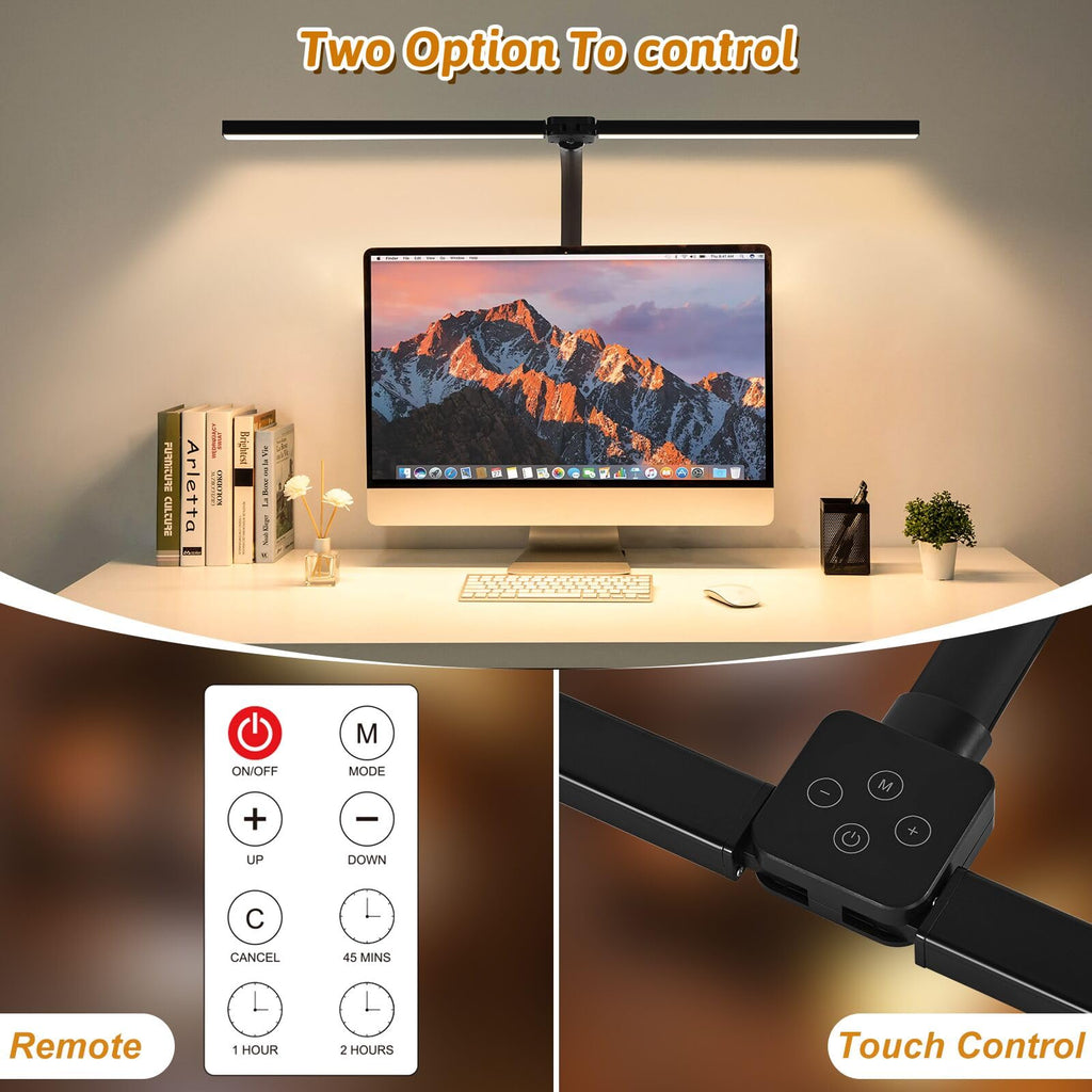 LED Desk Lamp with Clamp and Base, Dual Head Monitor Light