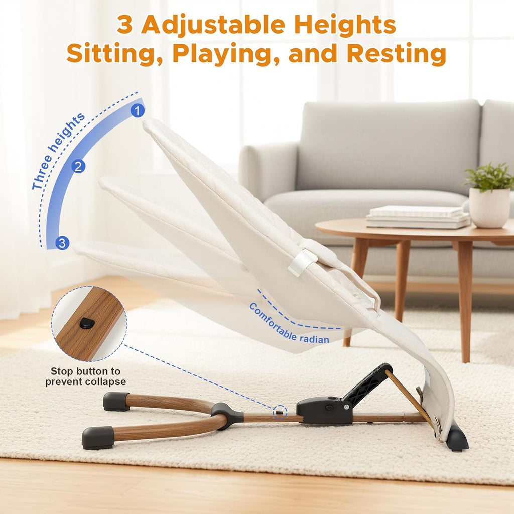 Portable Baby Bouncer, Bouncer Seat for Babies 0-12 Months, 3 Recline Positions, Foldable Baby Rocker Chair