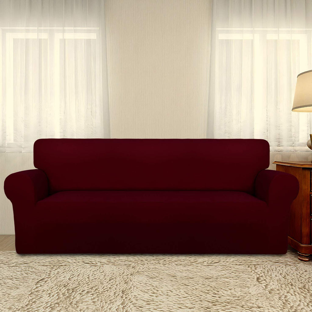 Stretch Oversized Couch Covers Fleece Sofa Slipcovers Wine