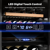 26 Bottle Wine Fridge, Dual Zone Wine & Beverage Refrigerator w/Independent Temp