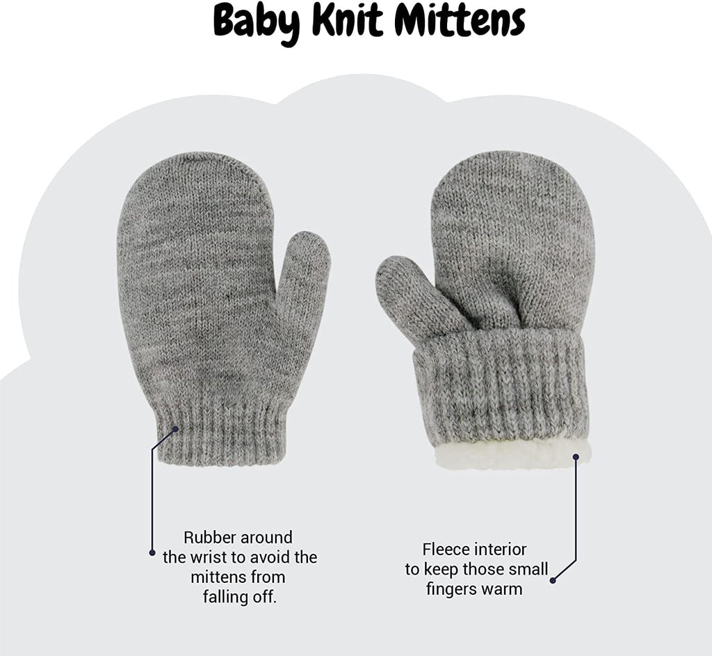 Baby Beanie and Mitten Set & Toddler Winter Hat Boy Girl Fleece Lined for Infant 0-6, 6-12