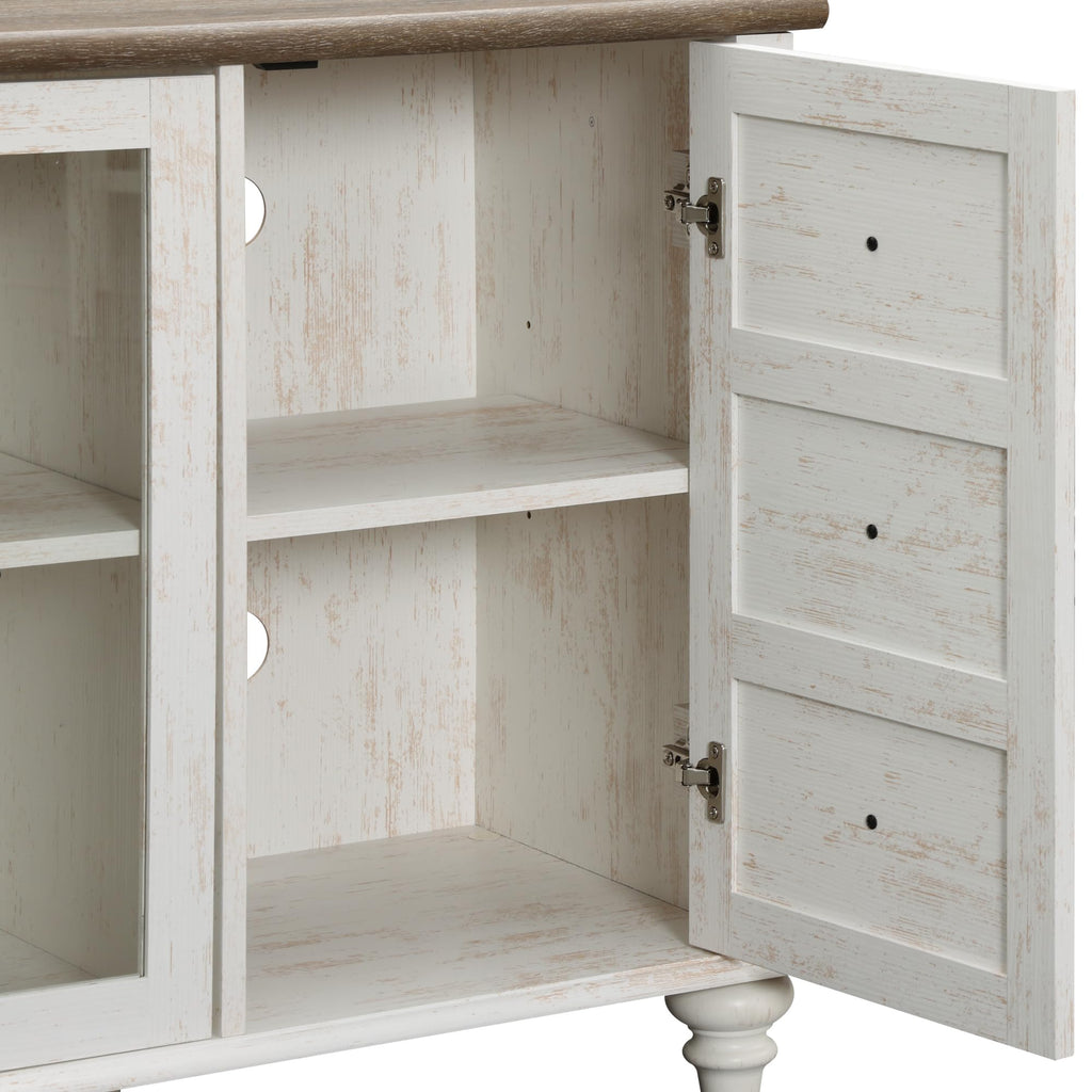 Sideboard Buffet Cabinets with Glass Door, Kitchen Storage Cabinets, Wood Coffee Bar Tables, Accent Sideboard Storage