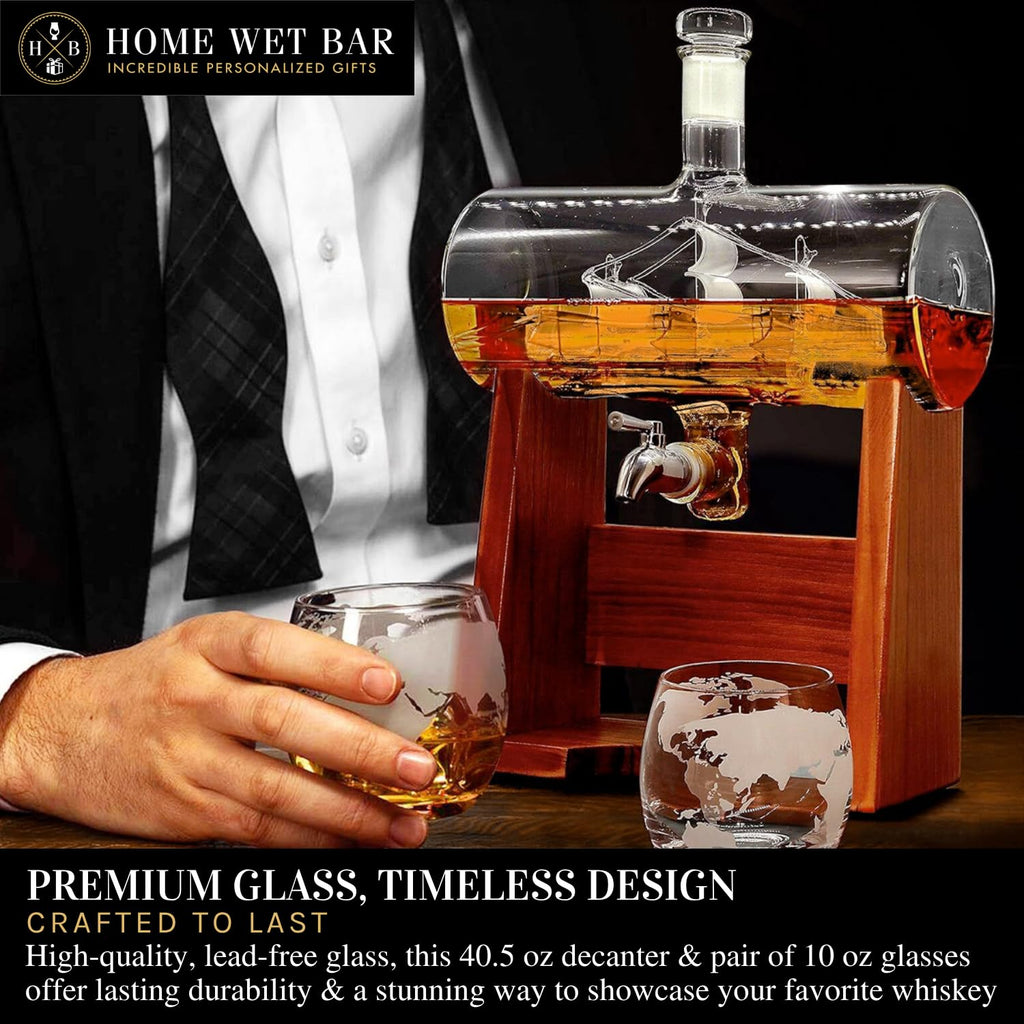 Ship in a Bottle Decanter Set with Whiskey Glasses Set 2