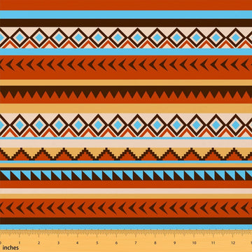 Aztec Fabric By The Yard, Boho Tribal Upholstery Fabric, Mandala Exotic Grid Decorative Fabric, Geometric Stripe