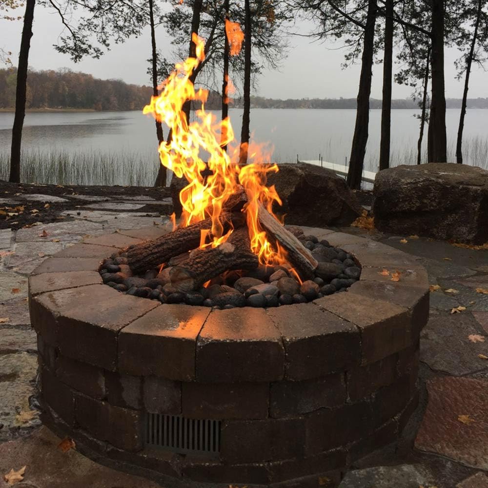 Penta Match Lit Fire Pit Burner Kit with 18-Inch Stainless Steel Burner, Propane, Polished