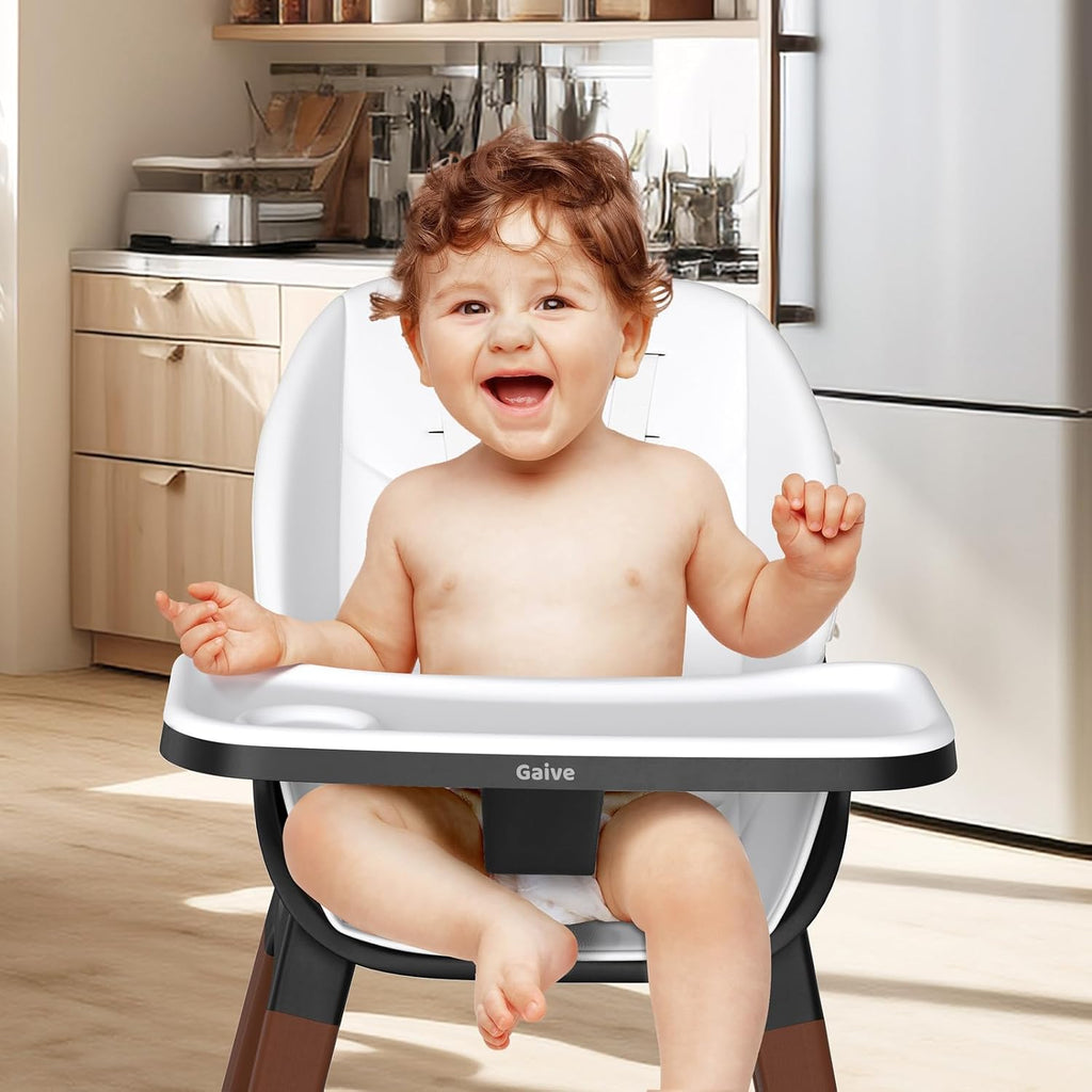 8 in 1 Convertible Wooden High Chair, Adjustable Baby High Chair for Babies and Toddlers with Tray, Easy to Clean