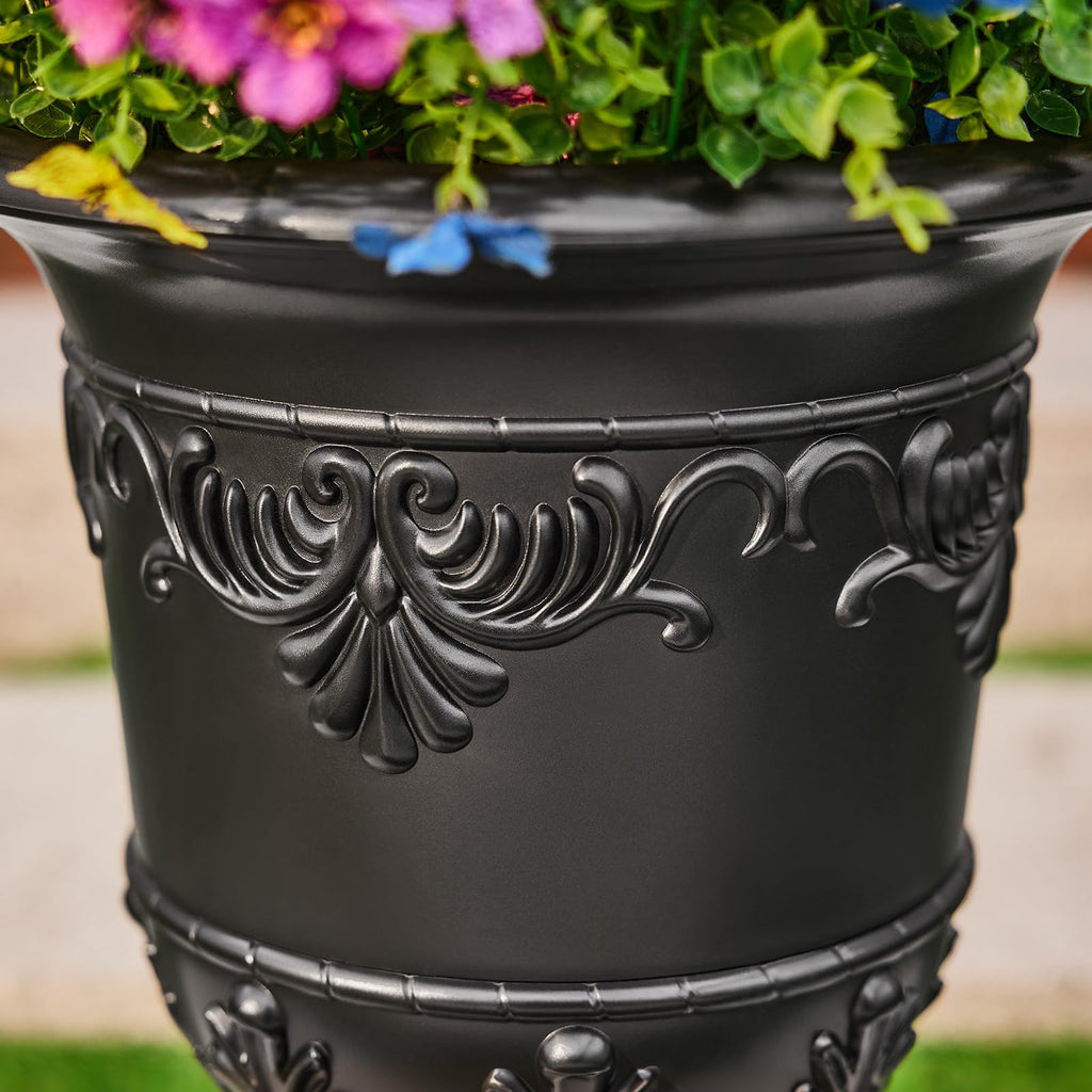 15"x13" Classic Traditional Plastic Urn Planter Set of 2
