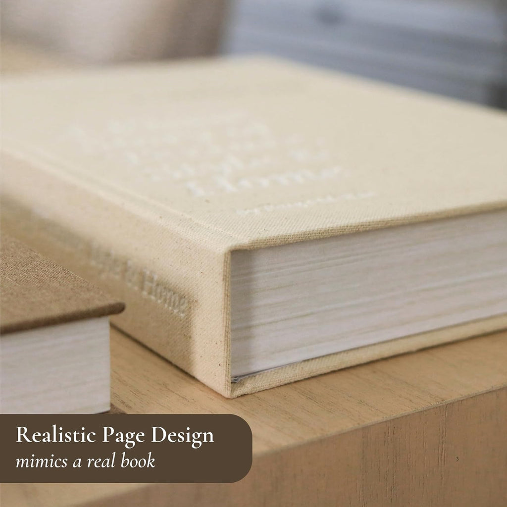 Decorative Books Decor - 2 Linen Fake Books for Decorating Shelf | Faux Book Box Set for Hidden Storage and