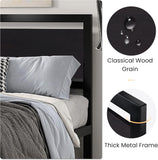 Queen Bed Frame with Modern Headboard, Heavy Duty Platform Metal Base with Square Footboard and 13 Strong Slats