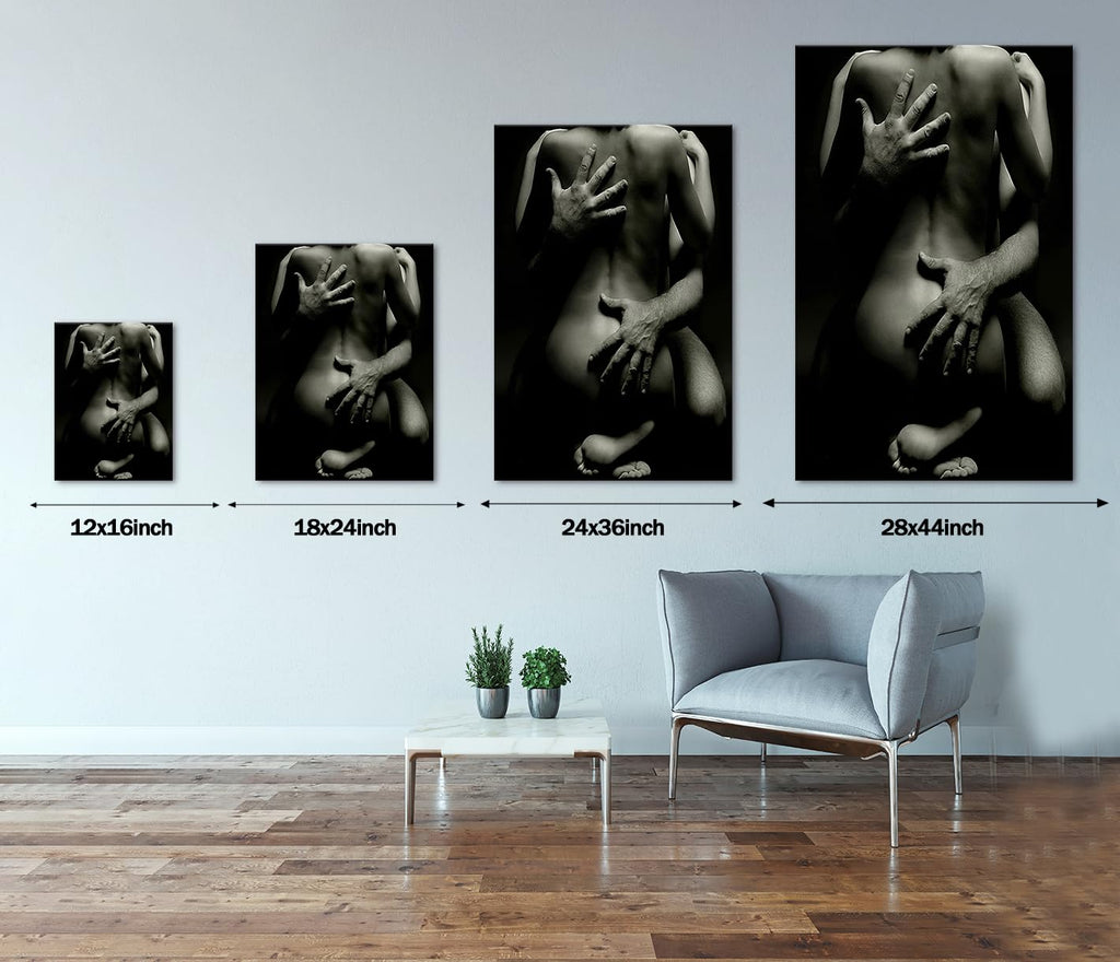 Black and White Sexy Wall Art Abstract Man Woman Canvas Prints Poster for Livng Room Bar Bedroom Hotel Stretched and