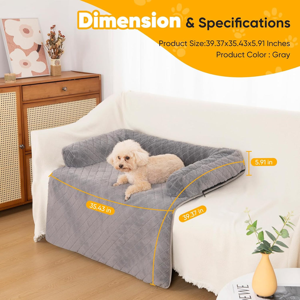 Dog Couch Bed, Plush Sofa Mat, Washable Cover, 45 x, Grey