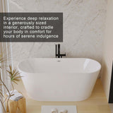 67" Oval Freestanding Soaking Bathtub with Toe-Tap Chrome Drain, Stand Alone Tub, Acrylic Soaking Tub, Ergonomic