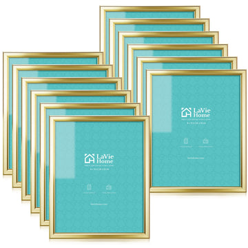 8x10 Picture Frames (12 Pack, Gold) Simple Designed Photo Frames for Wall Mount Display, Set of 12 Classic Collection