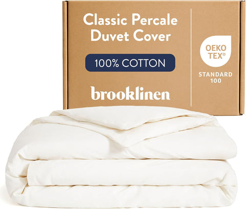 Luxury Percale Duvet Cover - 100% Cotton, Cool, Crisp, Extra-Long Corner Ties, Button Closure, Soft & Breathable