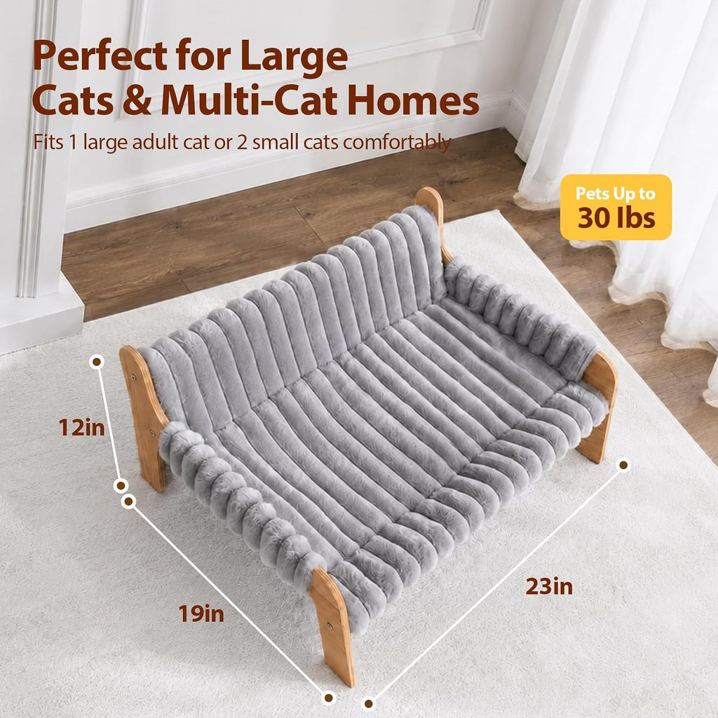 Elevated Cat Couch for Indoor Cats Wooden Cat Sofa for Kitty Puppy