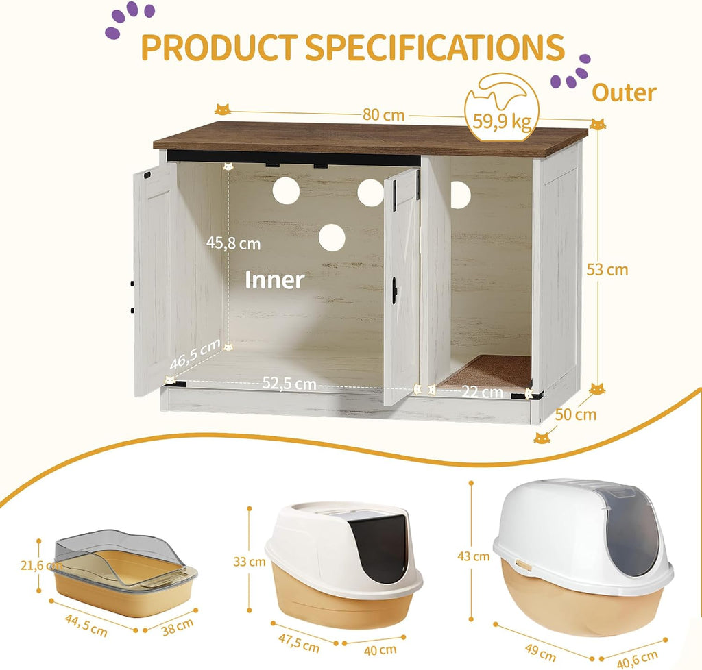 Cat Litter Box Enclosure, Hidden Litter Box Cabinet Furniture