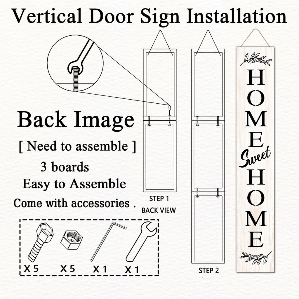Farmhouse Wooden Welcome Sign Stand for Front Door, 47" Large Home Sweet Home Welcome Sign for front porch, Rustic