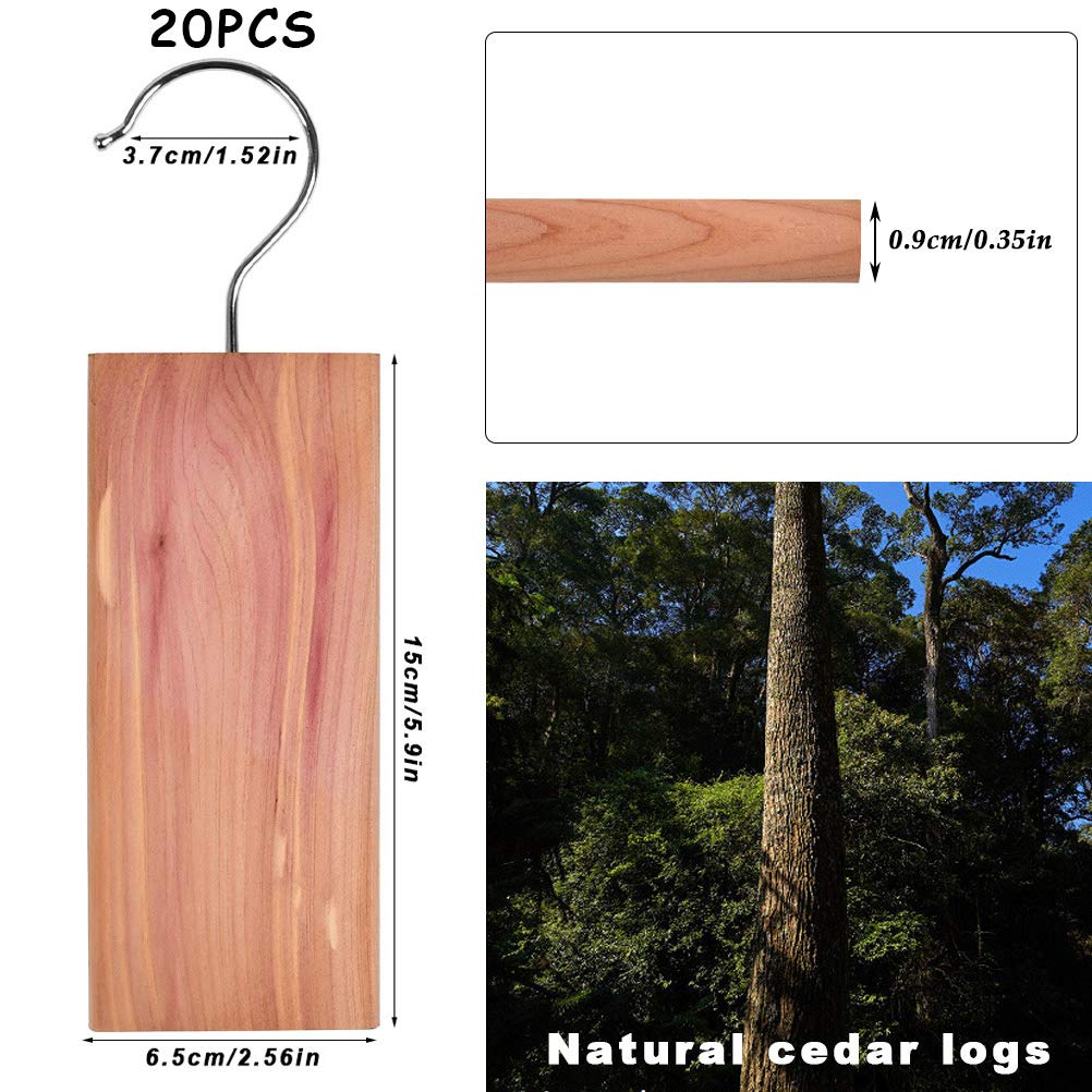 20 Pcs Cedar Blocks for Closet Storage, Aromatic Red Cedar Planks Chips for Closets and Drawers C edars Wood Hangers