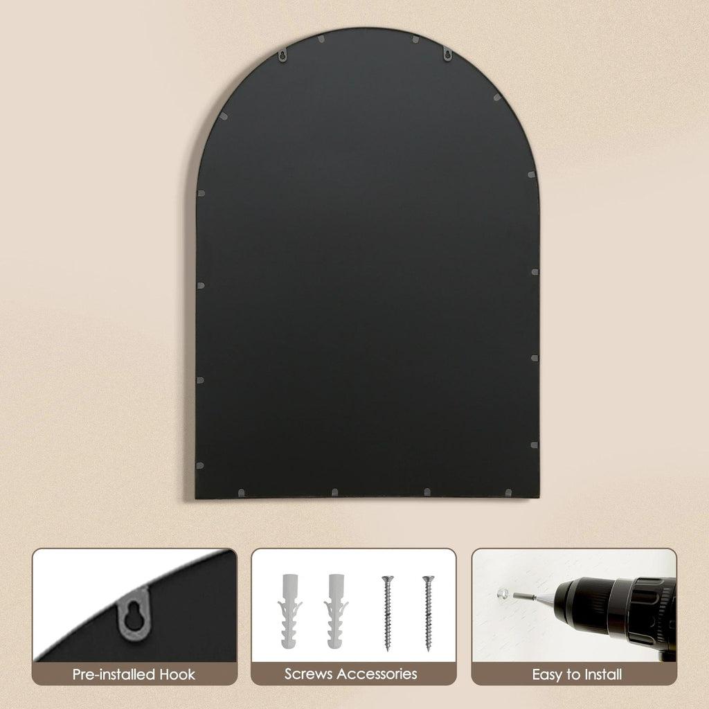 Large Black Wall Mirror: 29"x42" Farmhouse Arched Window Mirror