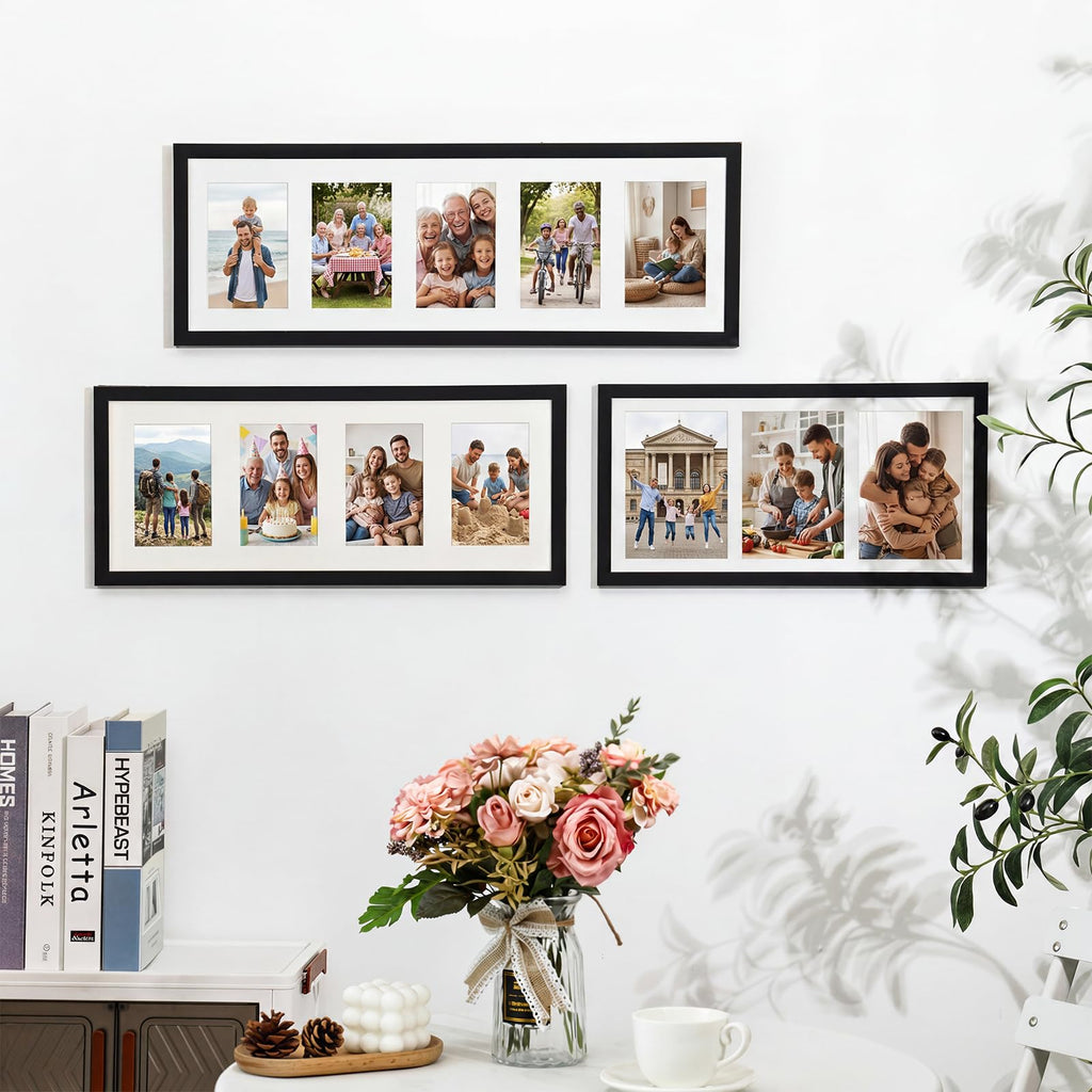 8x20 Collage Picture Frame, Holds Four 4x6 Photos, PVC
