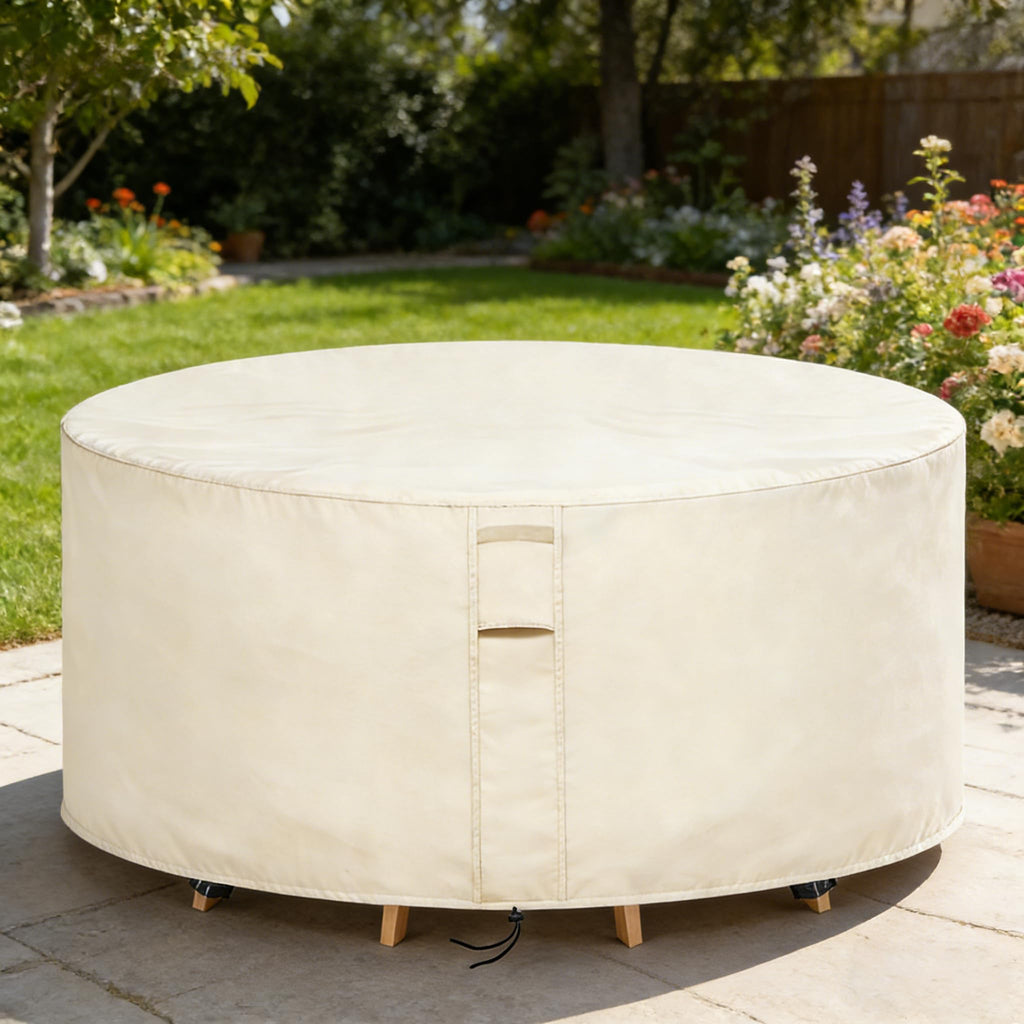 Round Patio Furniture Covers Waterproof, 84"Dia x 36"H, Beige