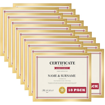 8.5x11 Picture Frame Set of 18, Multi 8.5 by 11 Certificate Frames Bulk for Award Diploma Document office Wall or