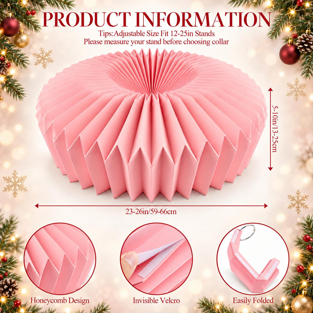 31.5in Pink Honeycomb Christmas Tree Collar Paper 2-Layer Tree Skirt Cover